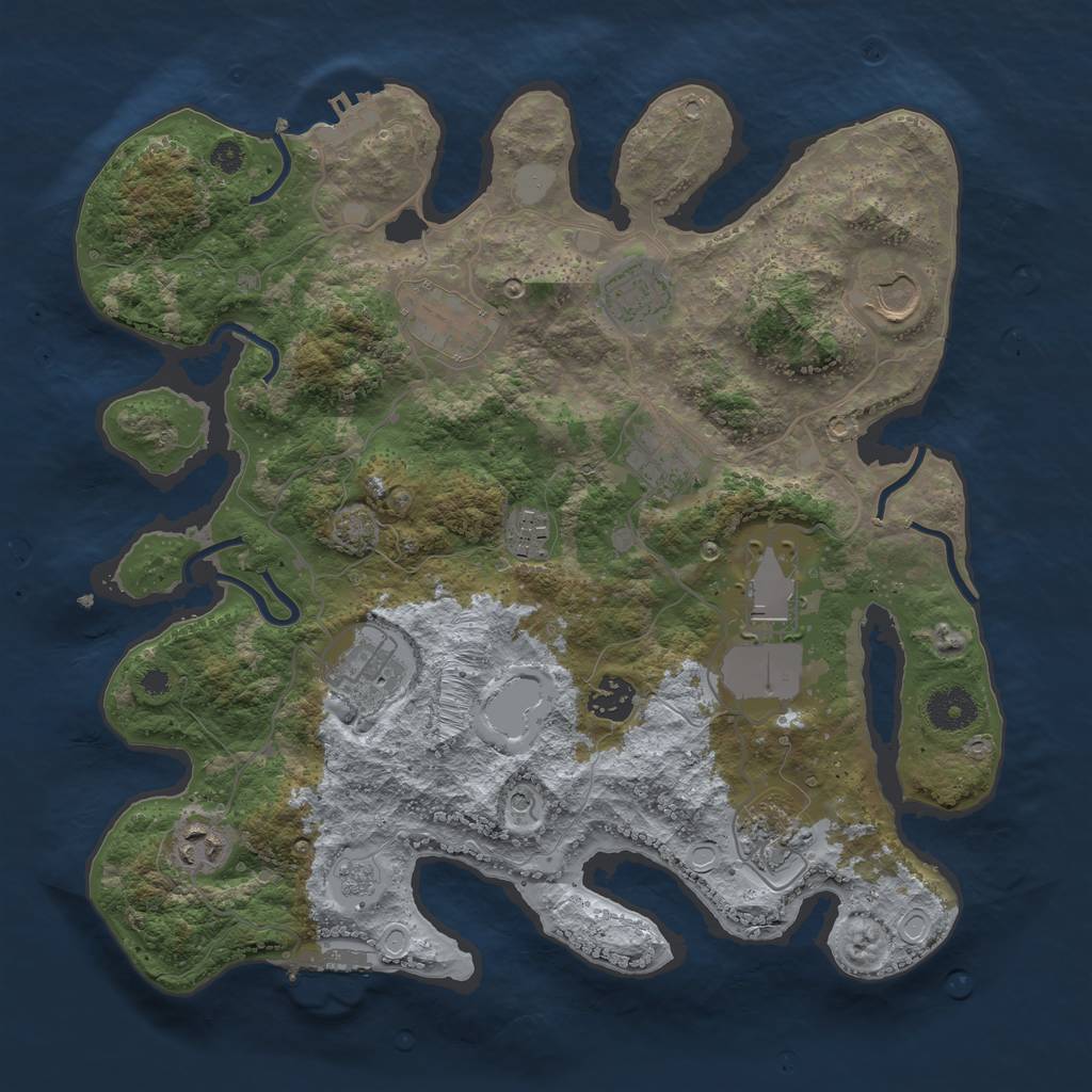 Rust Map: Procedural Map, Size: 3550, Seed: 4558238, 18 Monuments