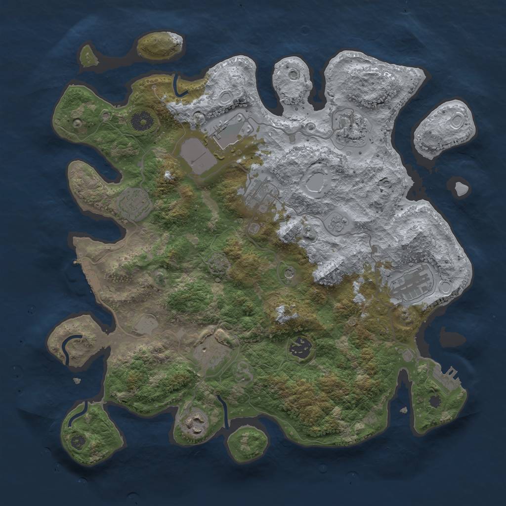 Rust Map: Procedural Map, Size: 3600, Seed: 44850331, 16 Monuments
