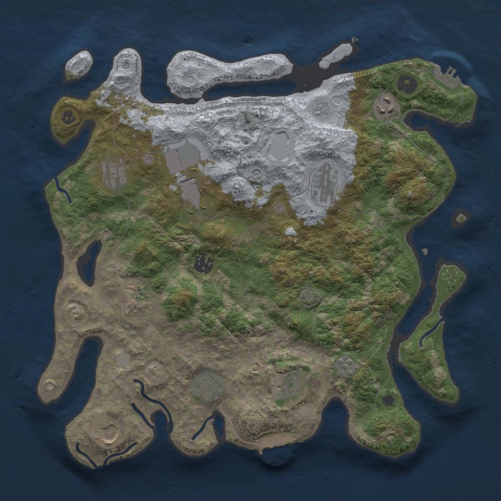 Rust Map: Procedural Map, Size: 3800, Seed: 8140726, 18 Monuments