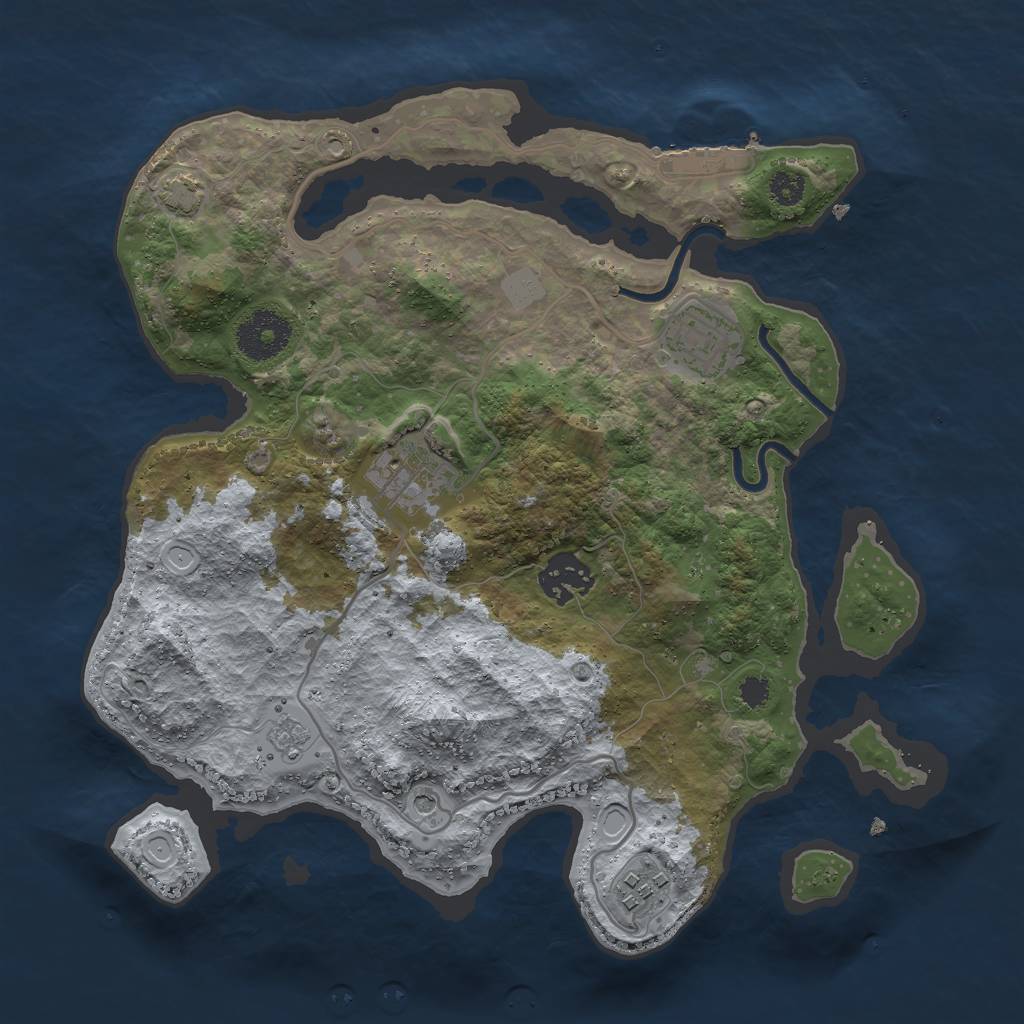 Rust Map: Procedural Map, Size: 3000, Seed: 7698, 11 Monuments