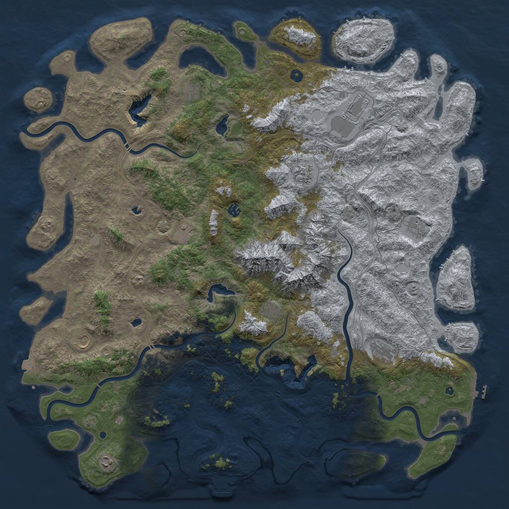 Rust Map: Procedural Map, Size: 6000, Seed: 44887784, 17 Monuments