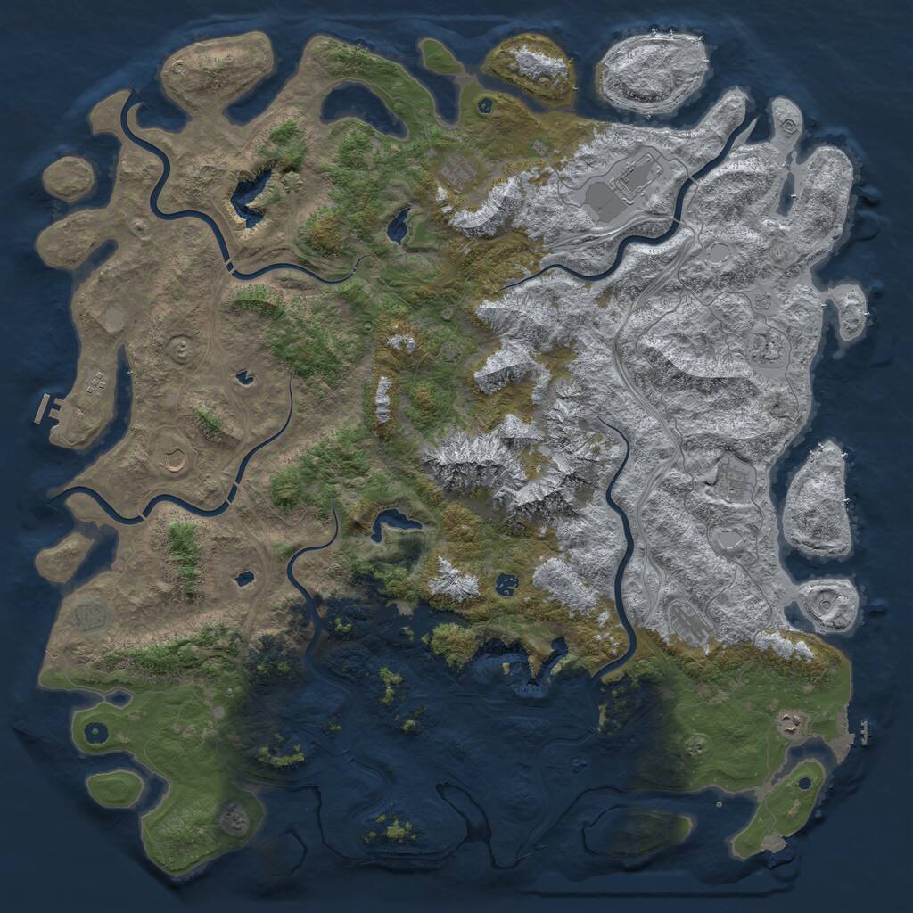 Rust Map: Procedural Map, Size: 6000, Seed: 44887784, 17 Monuments