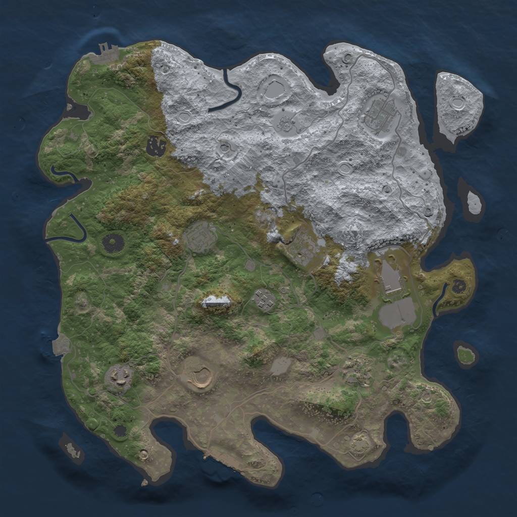 Rust Map: Procedural Map, Size: 3750, Seed: 21320971, 17 Monuments