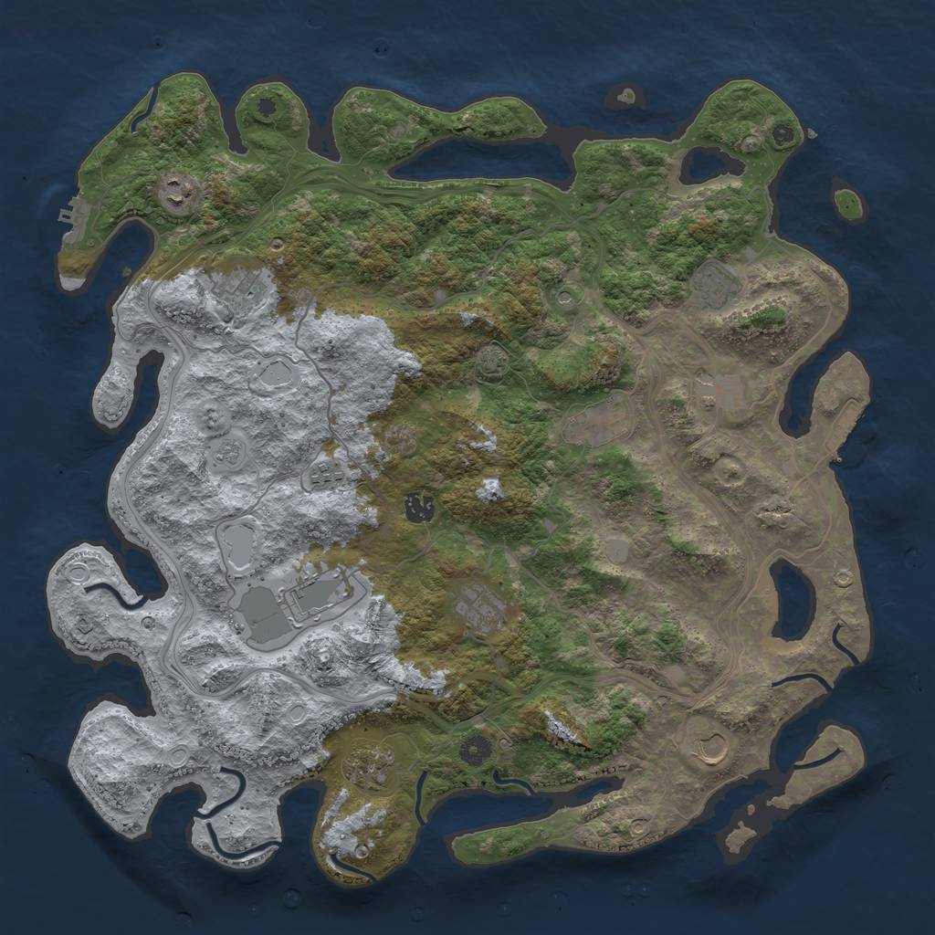 Rust Map: Procedural Map, Size: 4500, Seed: 802279473, 19 Monuments