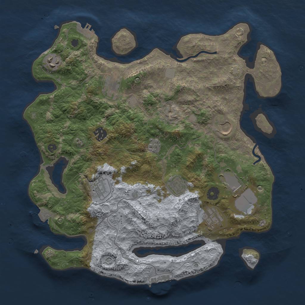 Rust Map: Procedural Map, Size: 3500, Seed: 12937, 17 Monuments