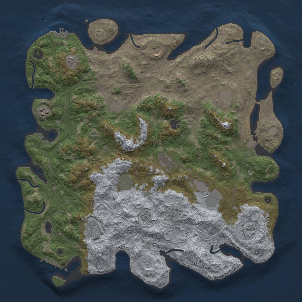 Rust Map: Procedural Map, Size: 4500, Seed: 420840, 19 Monuments