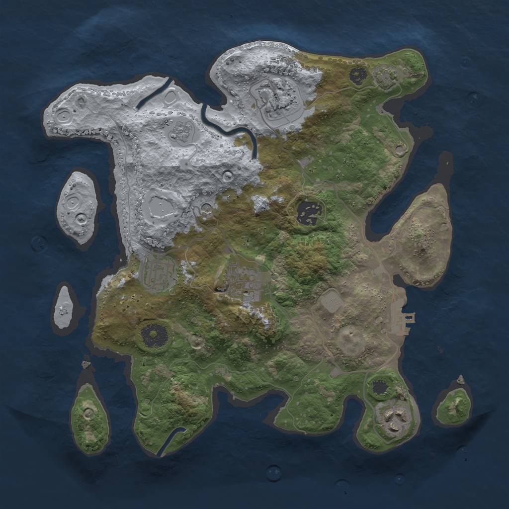 Rust Map: Procedural Map, Size: 3000, Seed: 893072325, 12 Monuments