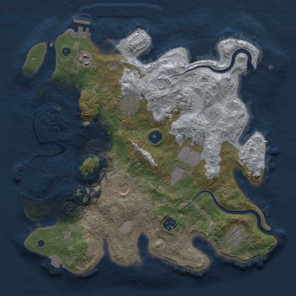 Rust Map: Procedural Map, Size: 3500, Seed: 2037959365, 14 Monuments