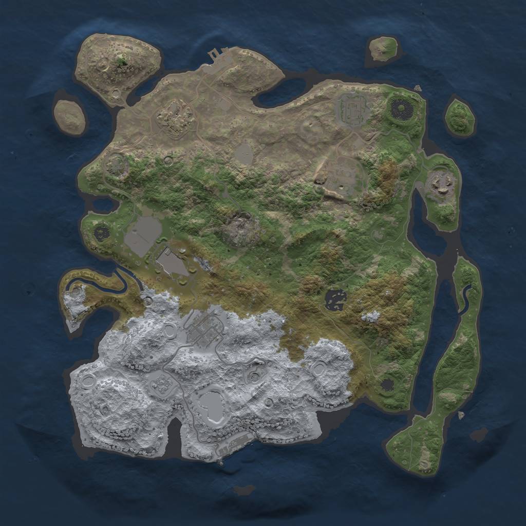 Rust Map: Procedural Map, Size: 3500, Seed: 96878591, 15 Monuments