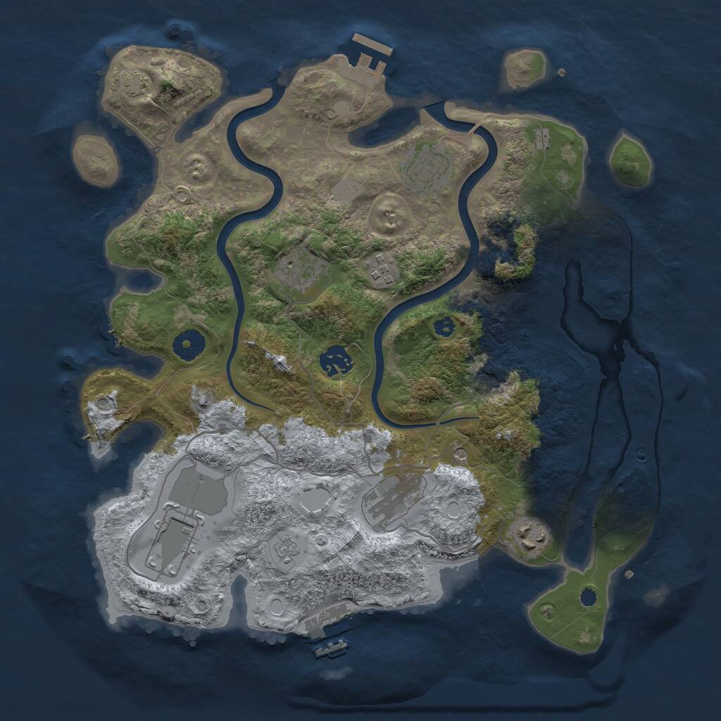 Rust Map: Procedural Map, Size: 3500, Seed: 96878591, 13 Monuments