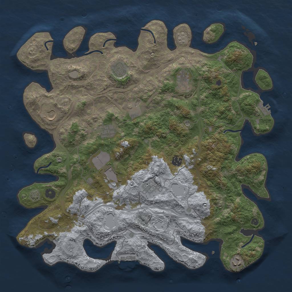 Rust Map: Procedural Map, Size: 4250, Seed: 1238123883, 18 Monuments
