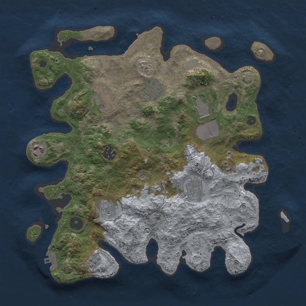 Rust Map: Procedural Map, Size: 3500, Seed: 10644, 16 Monuments