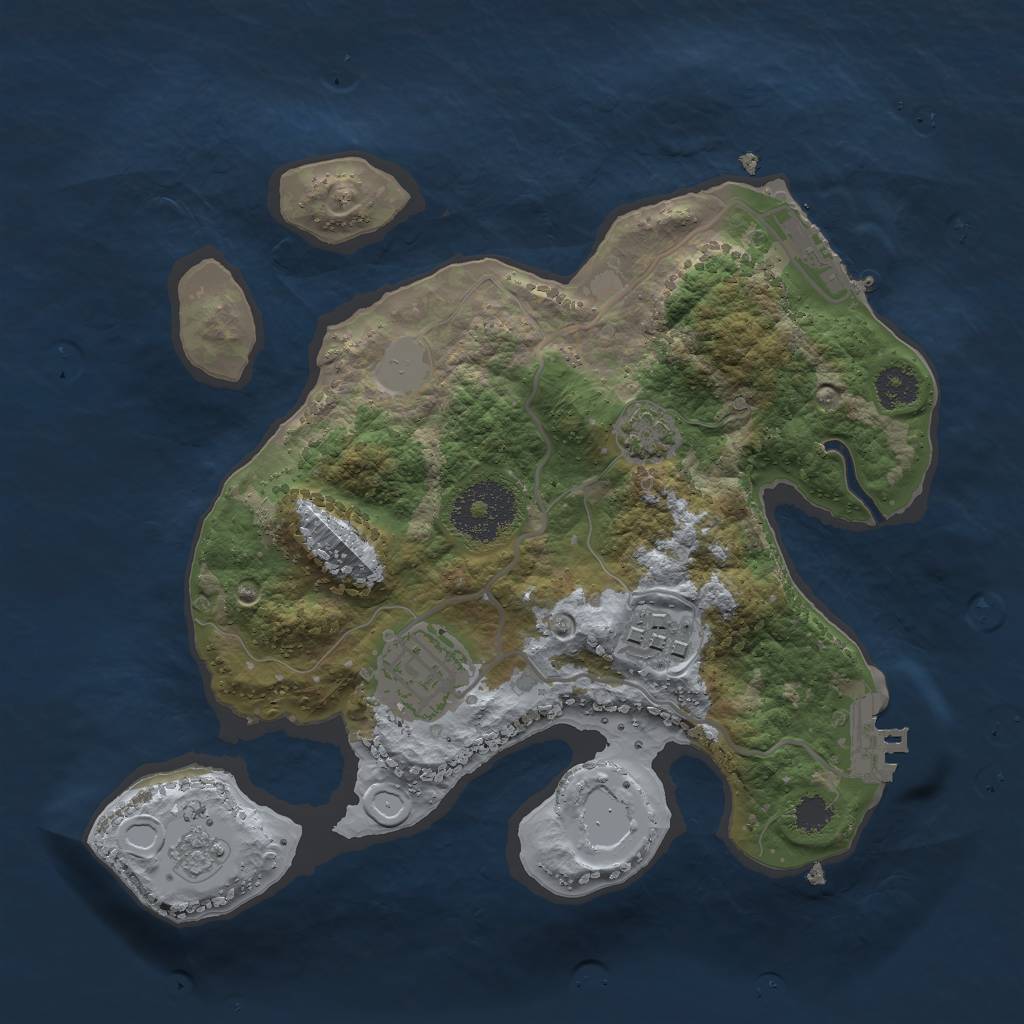 Rust Map: Procedural Map, Size: 2500, Seed: 230504, 9 Monuments