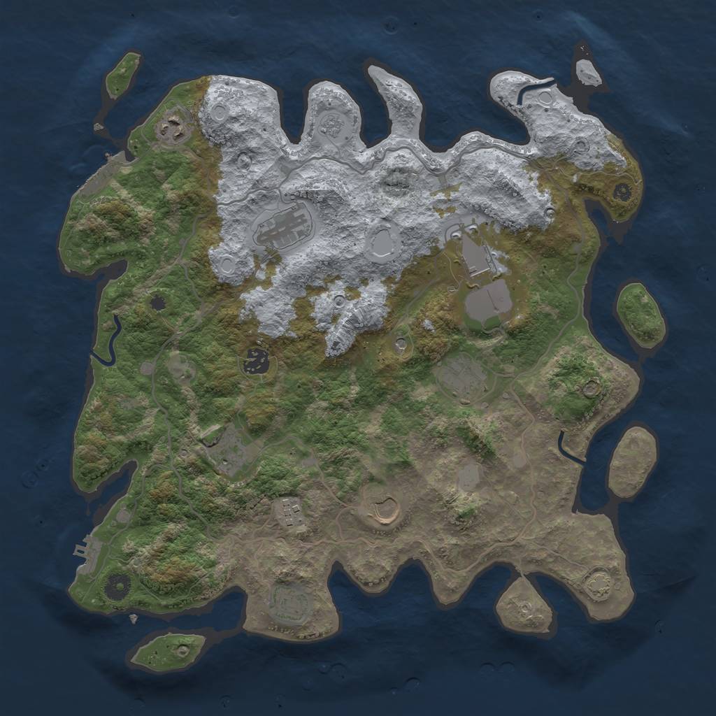 Rust Map: Procedural Map, Size: 4000, Seed: 112001, 17 Monuments
