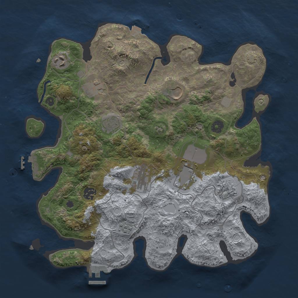 Rust Map: Procedural Map, Size: 3500, Seed: 1115507659, 17 Monuments