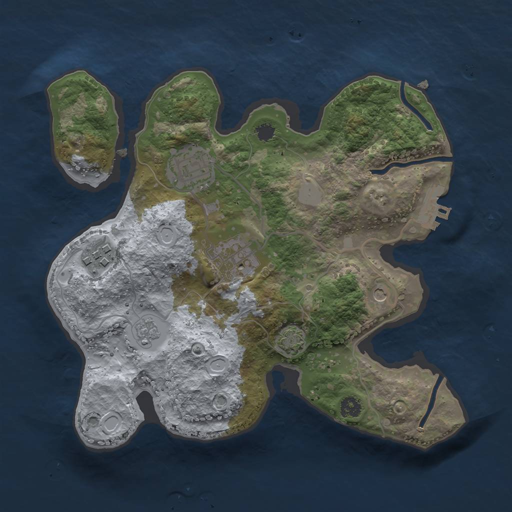 Rust Map: Procedural Map, Size: 2500, Seed: 78645, 10 Monuments