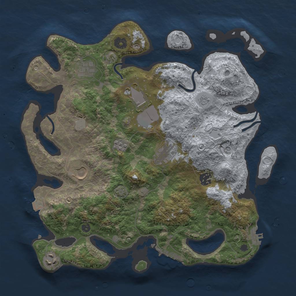 Rust Map: Procedural Map, Size: 3500, Seed: 760927625, 15 Monuments
