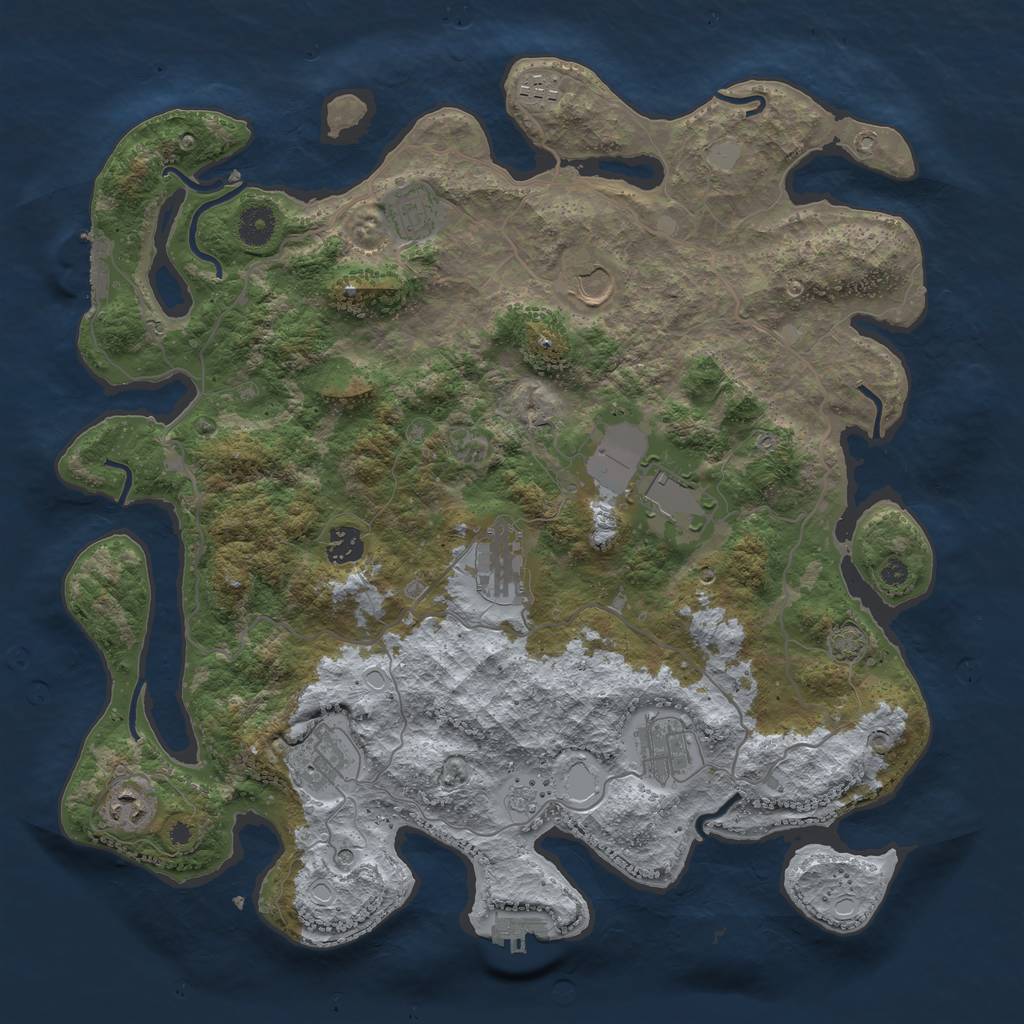 Rust Map: Procedural Map, Size: 4000, Seed: 37641, 17 Monuments