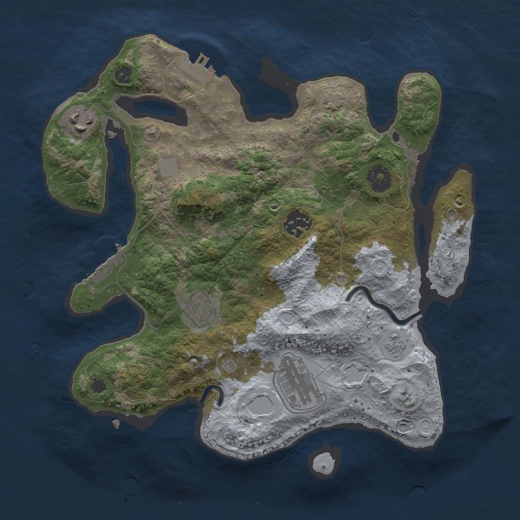 Rust Map: Procedural Map, Size: 3000, Seed: 599116600, 11 Monuments
