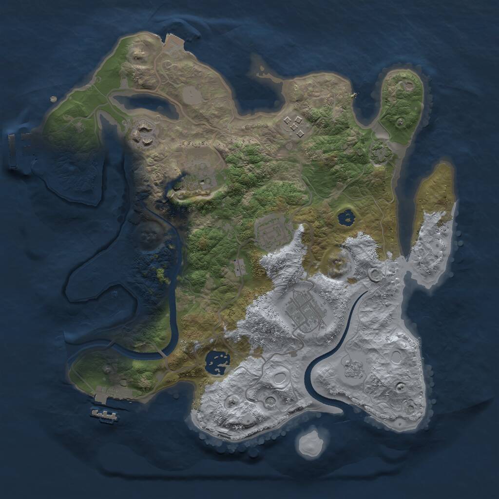 Rust Map: Procedural Map, Size: 3000, Seed: 599116600, 12 Monuments