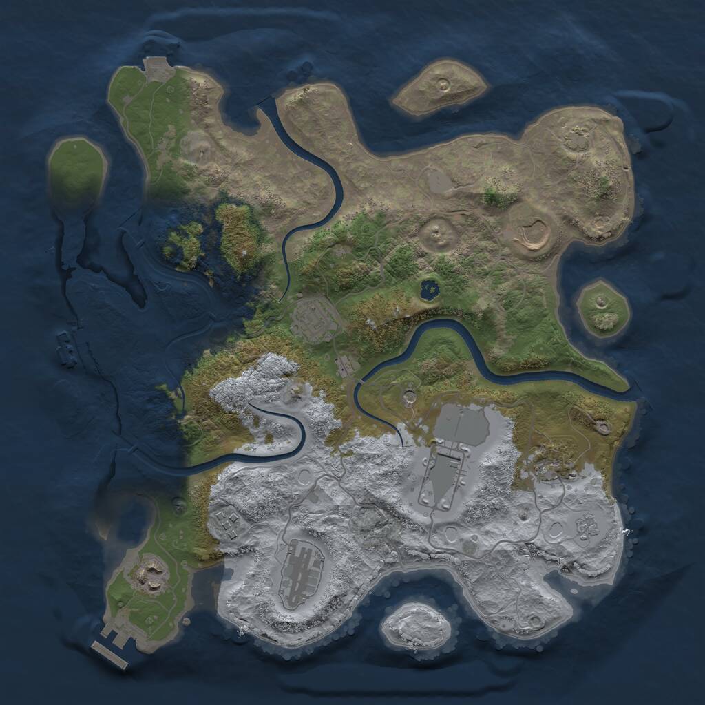 Rust Map: Procedural Map, Size: 3500, Seed: 52837109, 13 Monuments