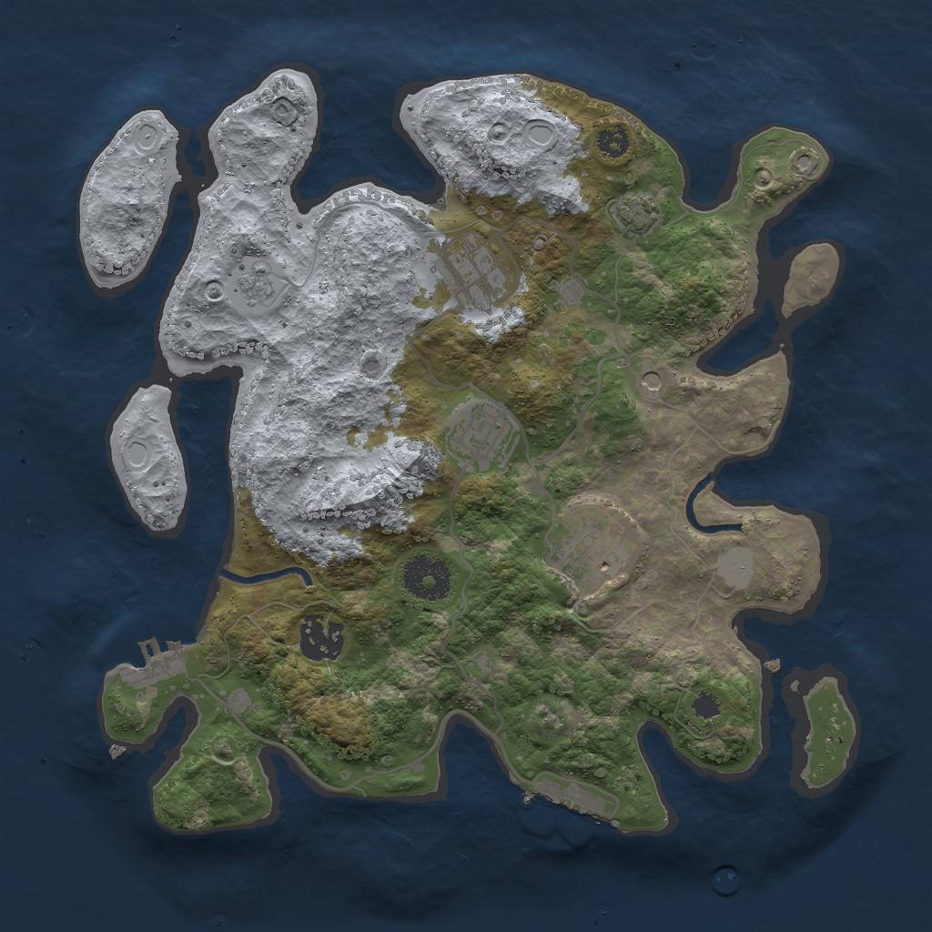 Rust Map: Procedural Map, Size: 3000, Seed: 12339, 12 Monuments