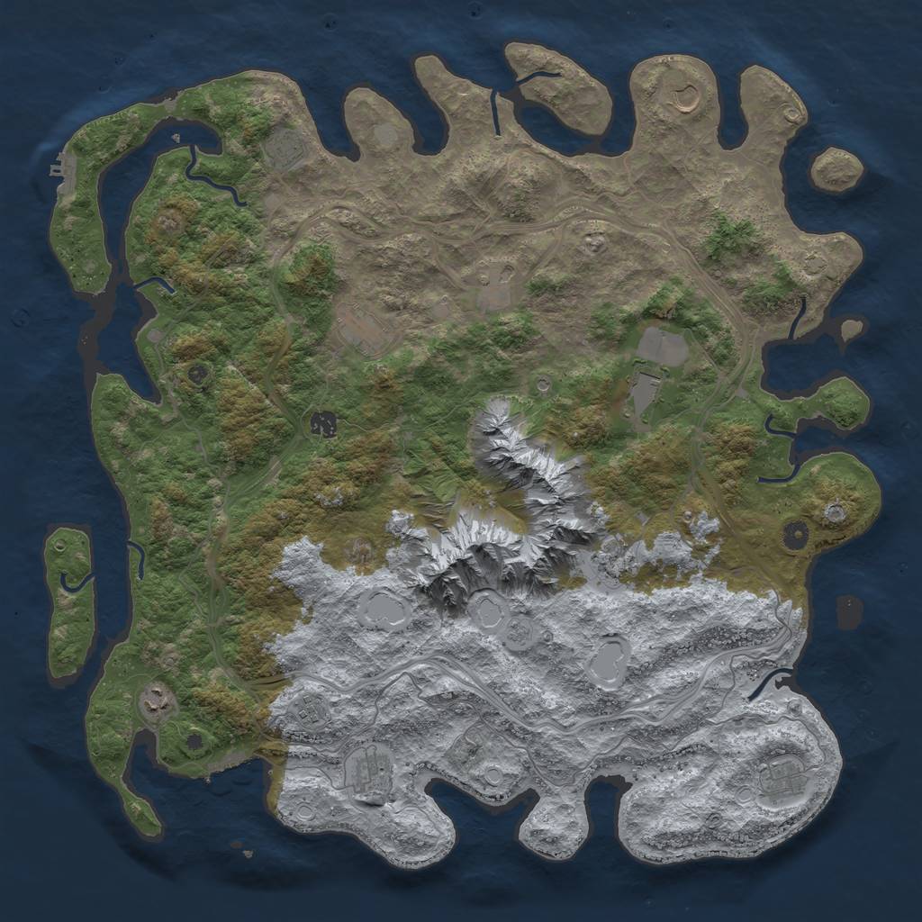 Rust Map: Procedural Map, Size: 5000, Seed: 1831818020, 19 Monuments