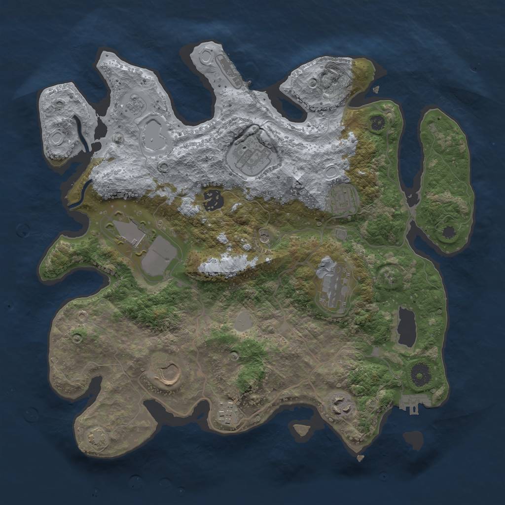 Rust Map: Procedural Map, Size: 3500, Seed: 850973662, 16 Monuments