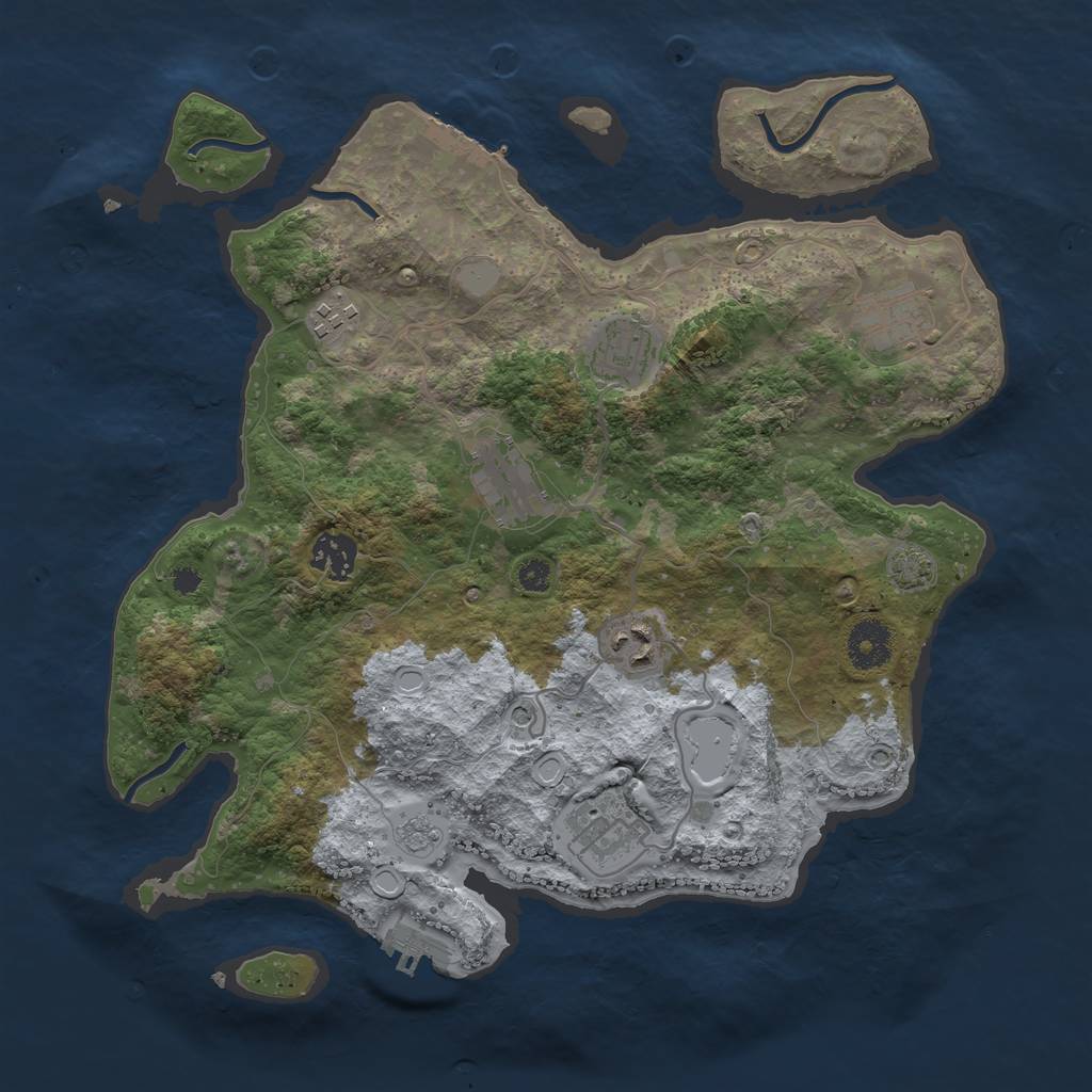 Rust Map: Procedural Map, Size: 3450, Seed: 6410264, 15 Monuments