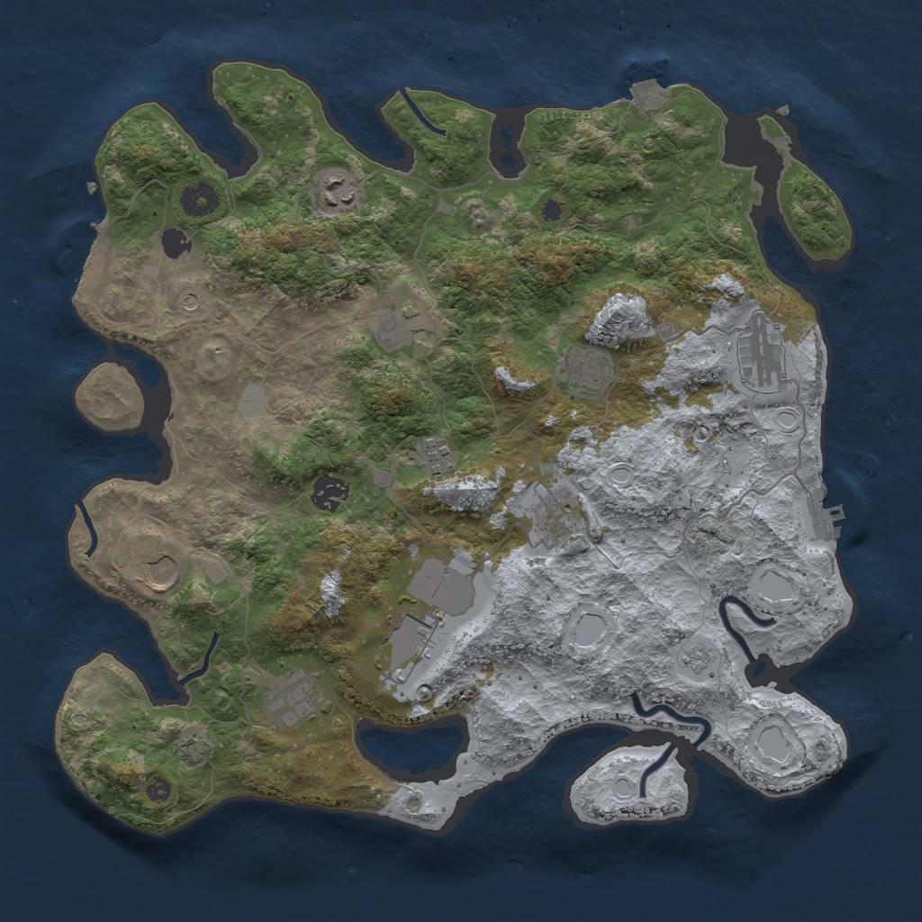 Rust Map: Procedural Map, Size: 3800, Seed: 359816, 18 Monuments