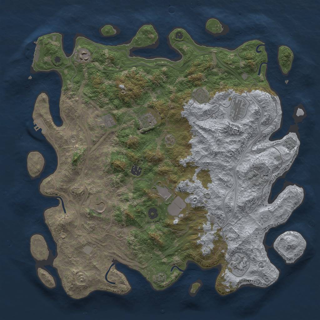 Rust Map: Procedural Map, Size: 4400, Seed: 28629508, 18 Monuments