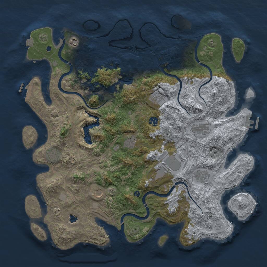 Rust Map: Procedural Map, Size: 4400, Seed: 28629508, 16 Monuments