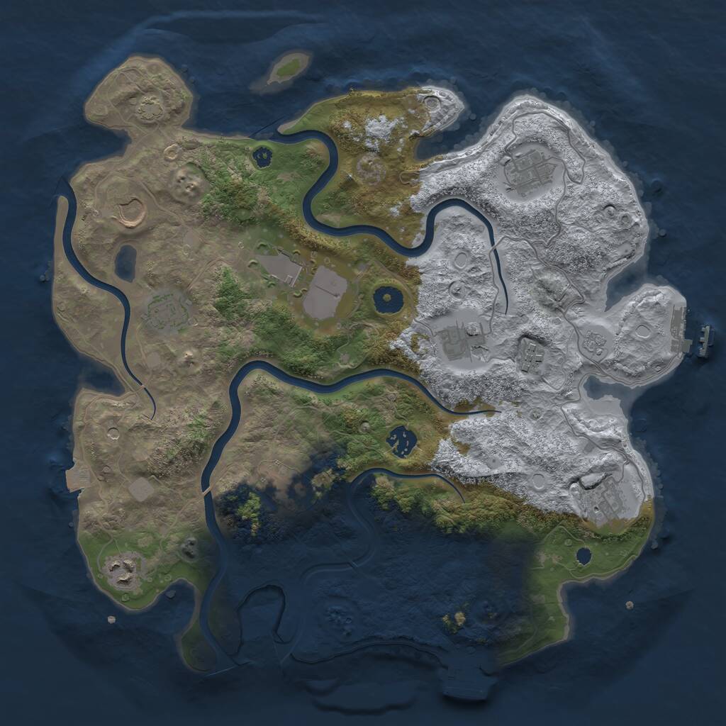 Rust Map: Procedural Map, Size: 3750, Seed: 16421953, 16 Monuments