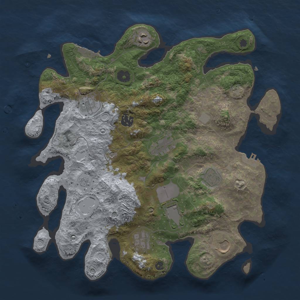 Rust Map: Procedural Map, Size: 3500, Seed: 1208058958, 16 Monuments