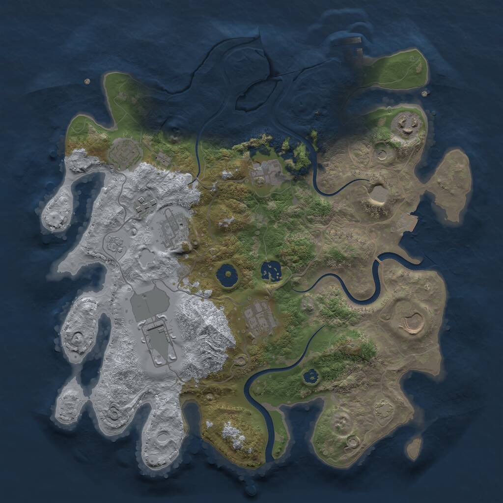 Rust Map: Procedural Map, Size: 3500, Seed: 1208058958, 14 Monuments