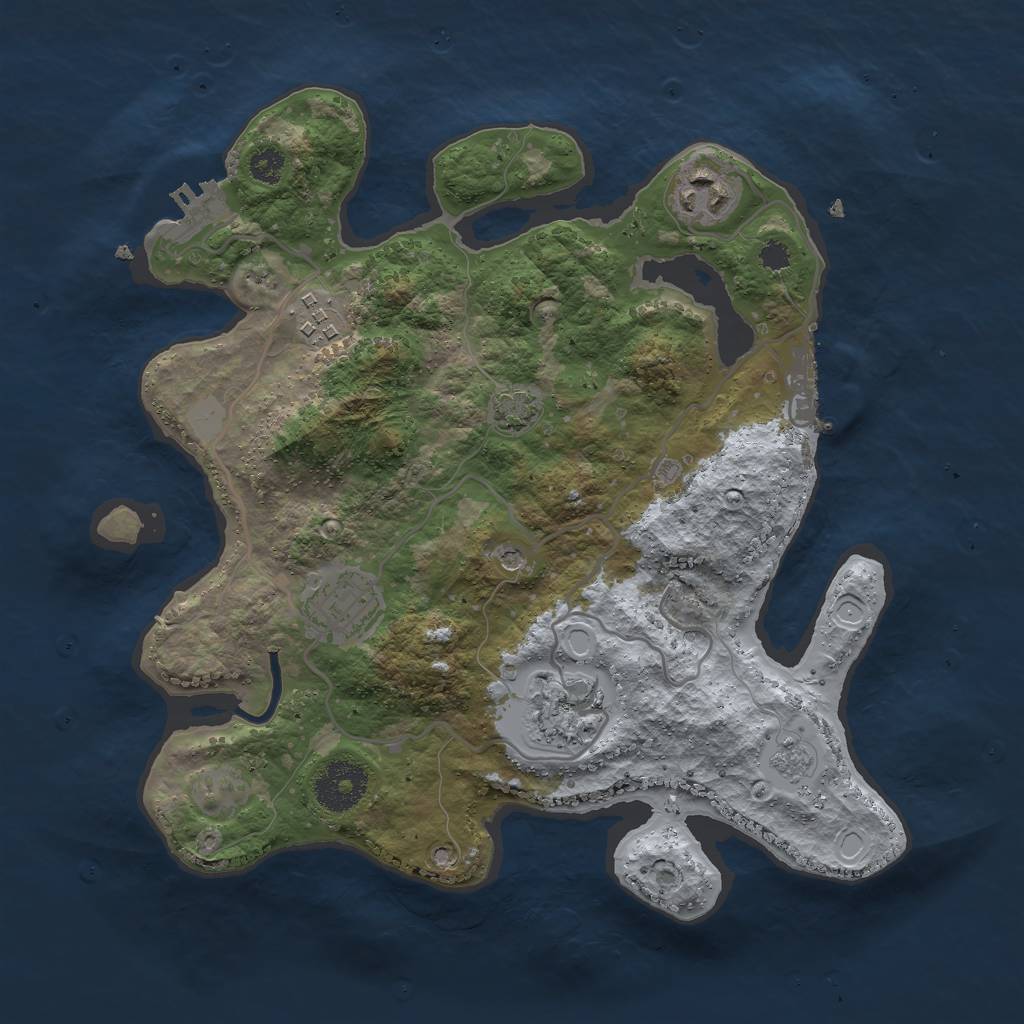 Rust Map: Procedural Map, Size: 3000, Seed: 1101228427, 12 Monuments