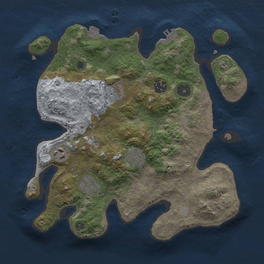 Rust Map: Procedural Map, Size: 3000, Seed: 664731058, 13 Monuments