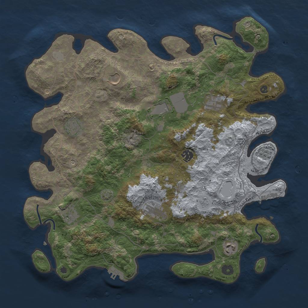 Rust Map: Procedural Map, Size: 4000, Seed: 1795253832, 17 Monuments