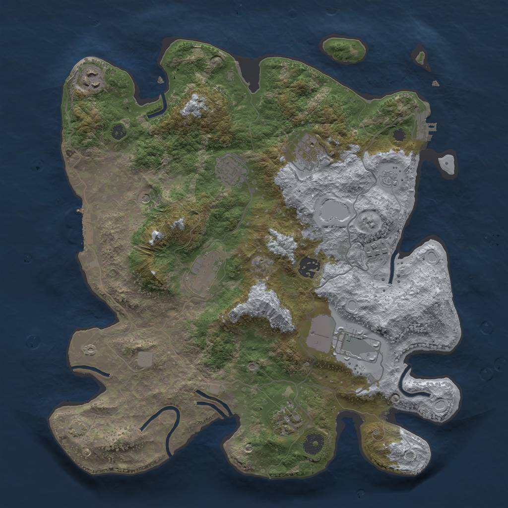 Rust Map: Procedural Map, Size: 3650, Seed: 98194356, 16 Monuments