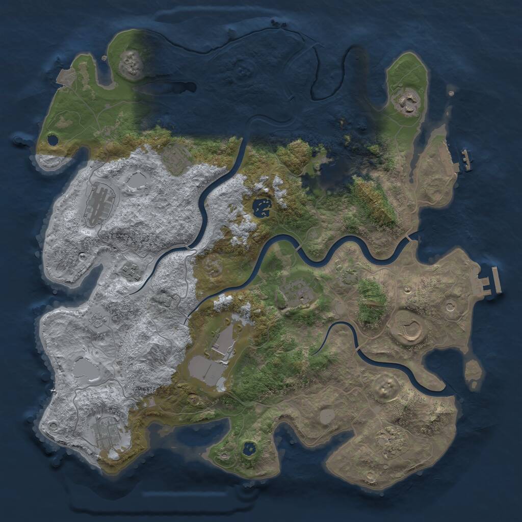Rust Map: Procedural Map, Size: 3950, Seed: 15653803, 17 Monuments