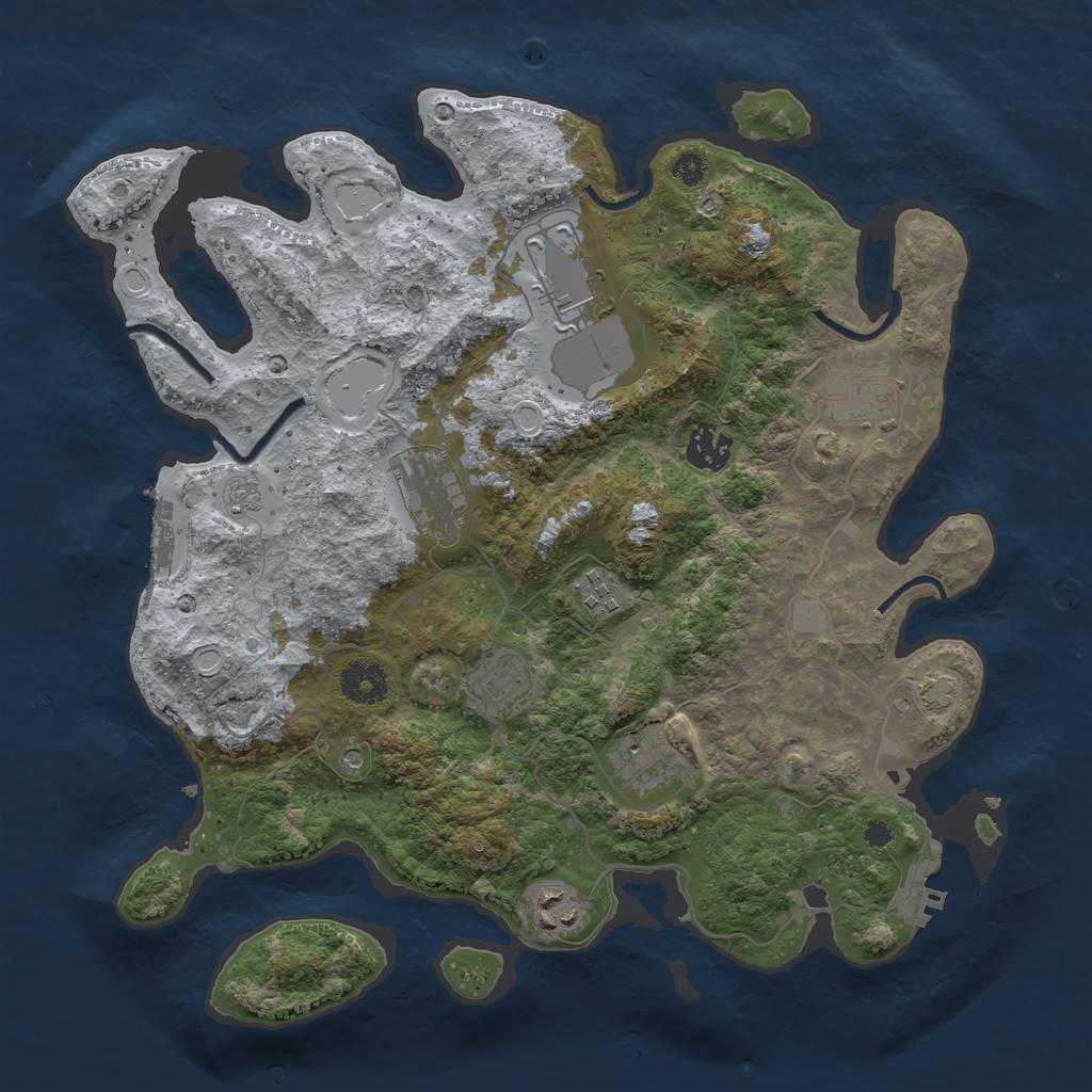 Rust Map: Procedural Map, Size: 3550, Seed: 74515131, 16 Monuments