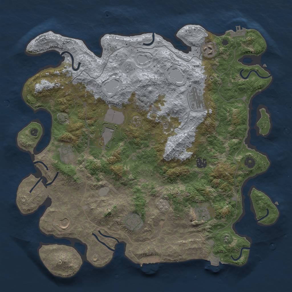 Rust Map: Procedural Map, Size: 4000, Seed: 65231, 17 Monuments