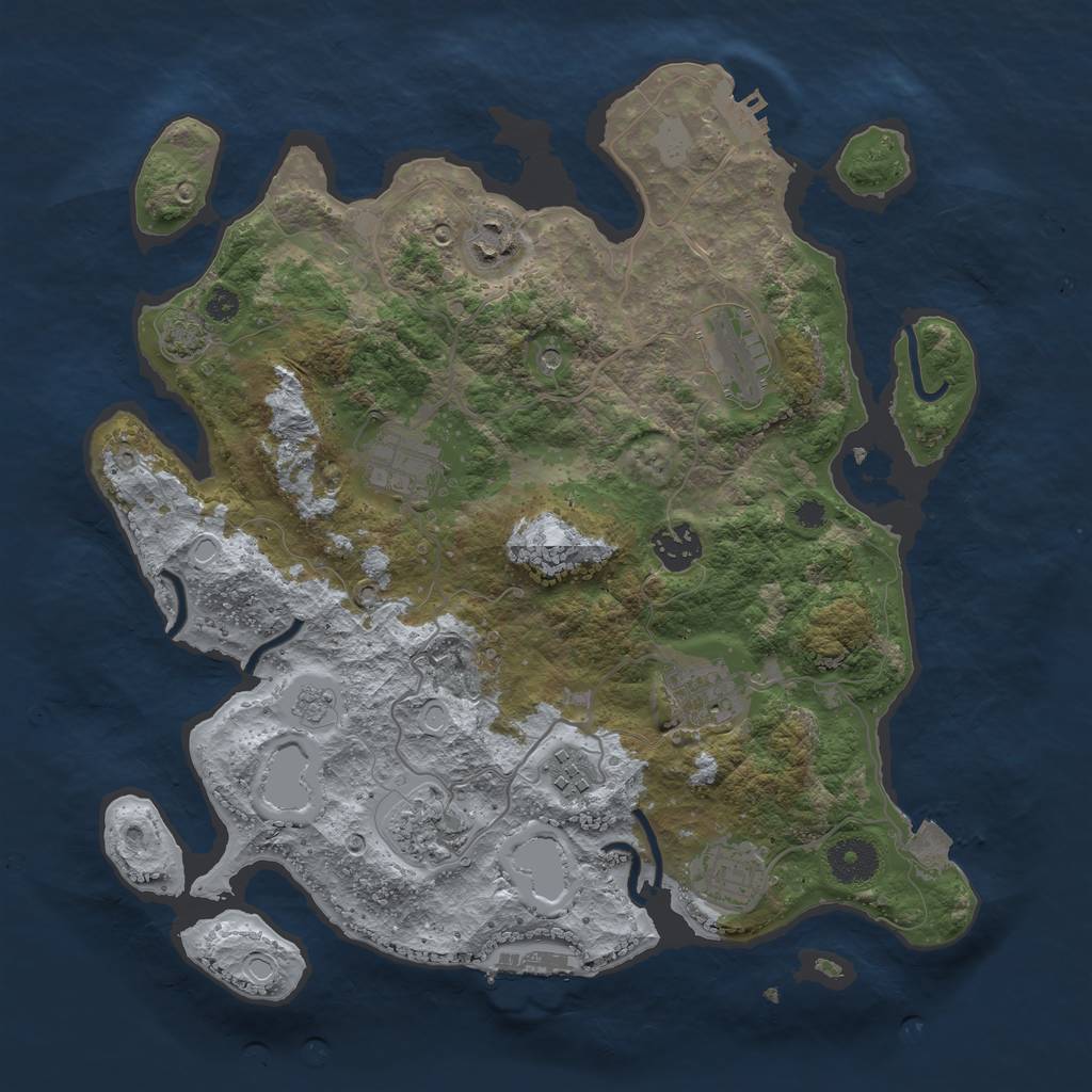 Rust Map: Procedural Map, Size: 3450, Seed: 27185587, 16 Monuments