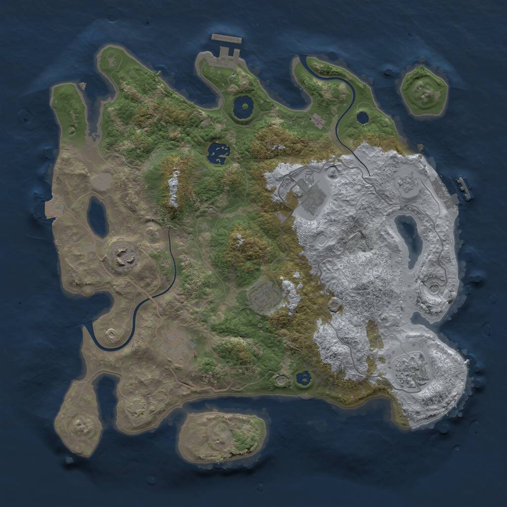 Rust Map: Procedural Map, Size: 3400, Seed: 16814141, 12 Monuments