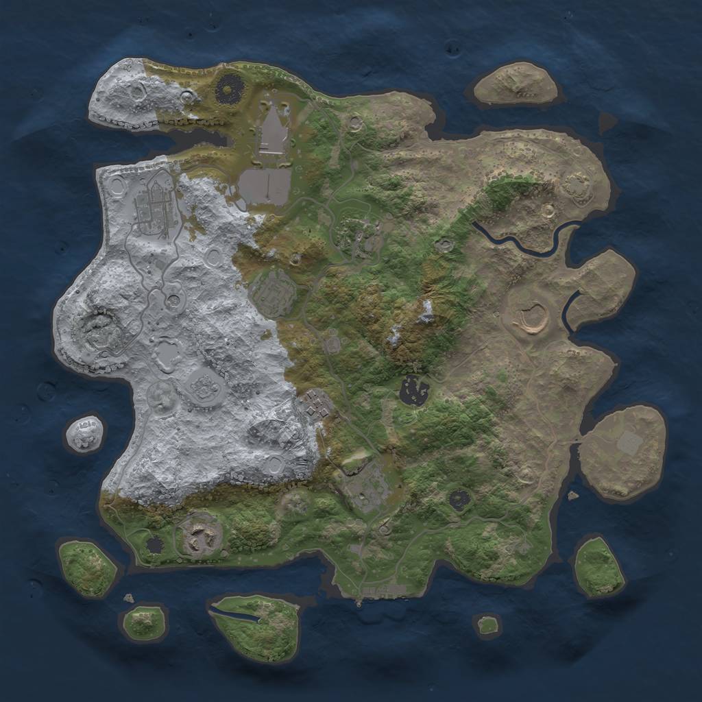 Rust Map: Procedural Map, Size: 3500, Seed: 6325883, 16 Monuments
