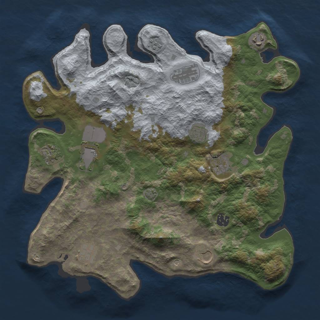 Rust Map: Barren, Size: 3700, Seed: 116182443, 14 Monuments
