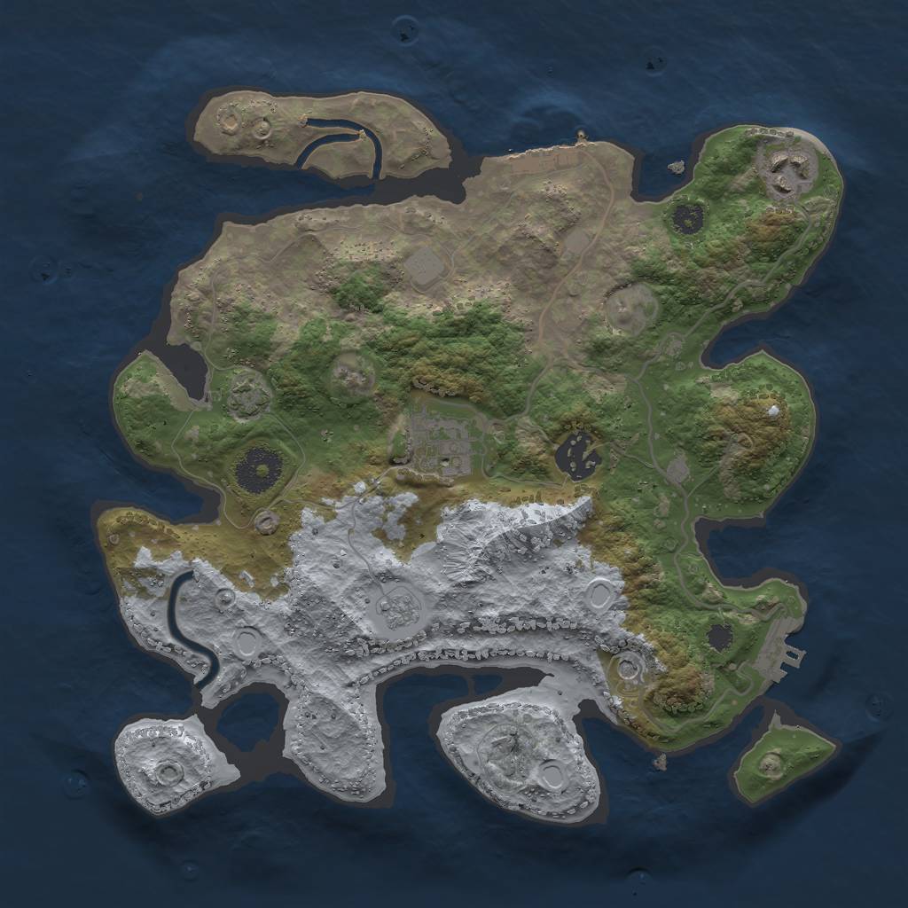 Rust Map: Procedural Map, Size: 3000, Seed: 1069259108, 11 Monuments