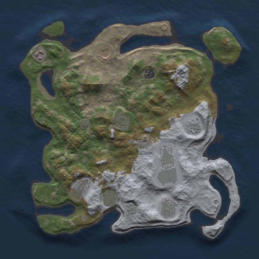 Rust Map: Barren, Size: 3700, Seed: 116182441, 14 Monuments