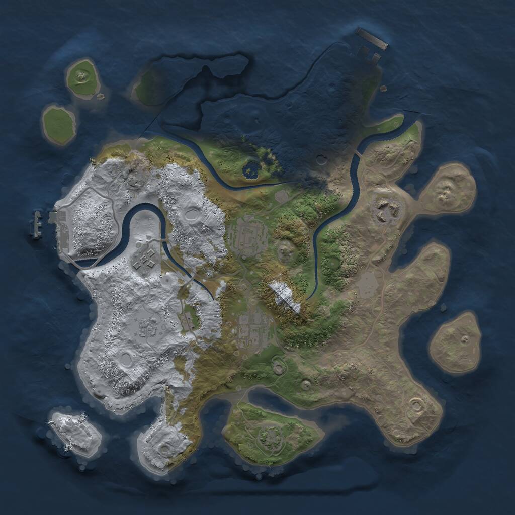 Rust Map: Procedural Map, Size: 3000, Seed: 19470, 10 Monuments