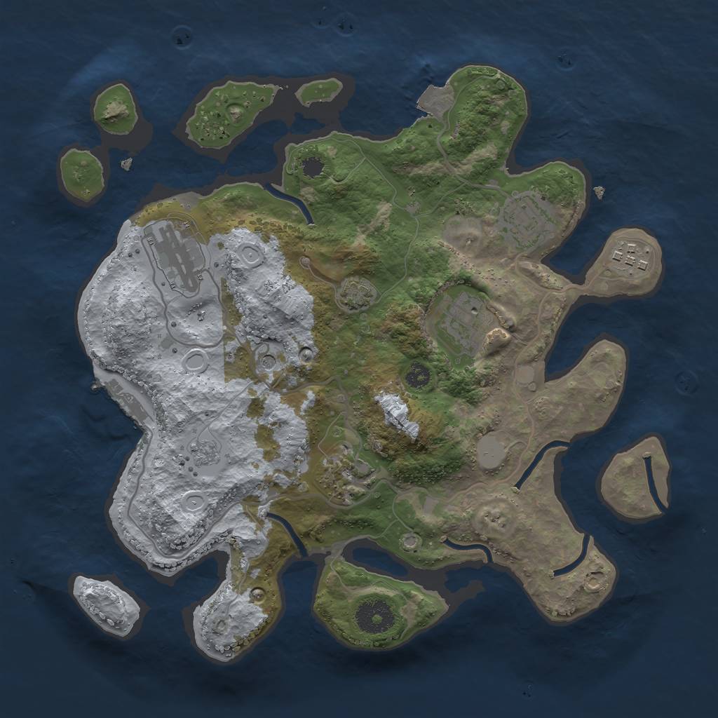 Rust Map: Procedural Map, Size: 3000, Seed: 19470, 12 Monuments